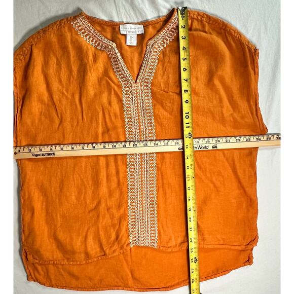 House‎ of Harlow 1960 Linen Boho Embroidered Top Large Orange - Picture 3 of 9